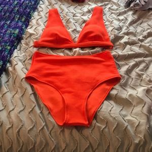 Orange High Waisted Bikini Set